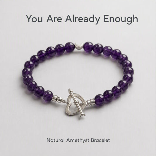 Tranquil Moon Heart Bracelet | Amethyst 6mm | S925 Silver
