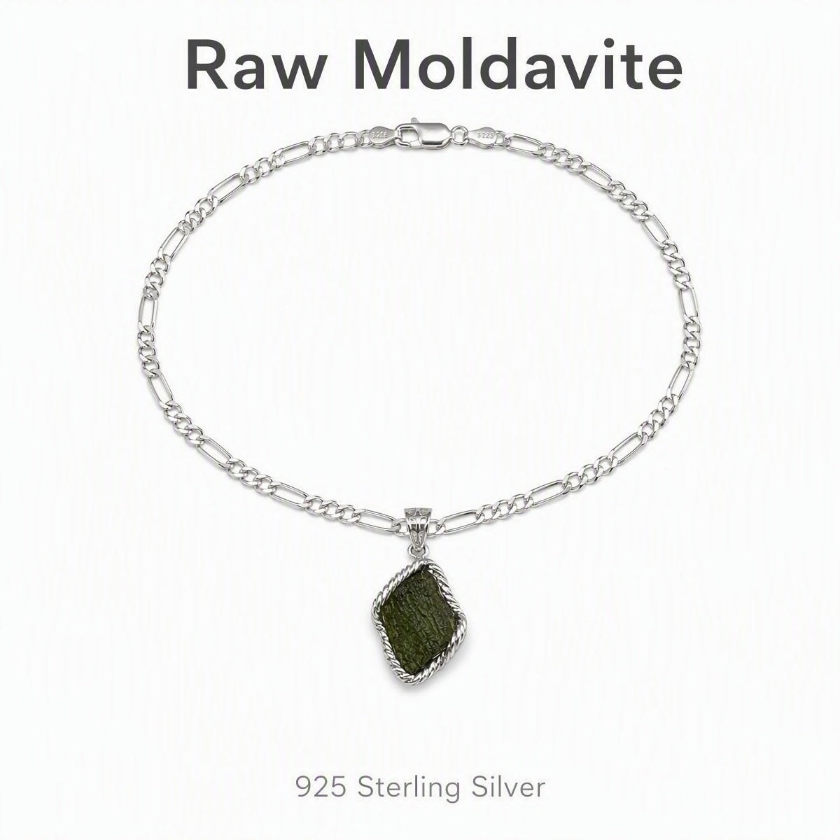 Czech Moldavite Raw Stone Necklace | S925 Silver | One of a Kind