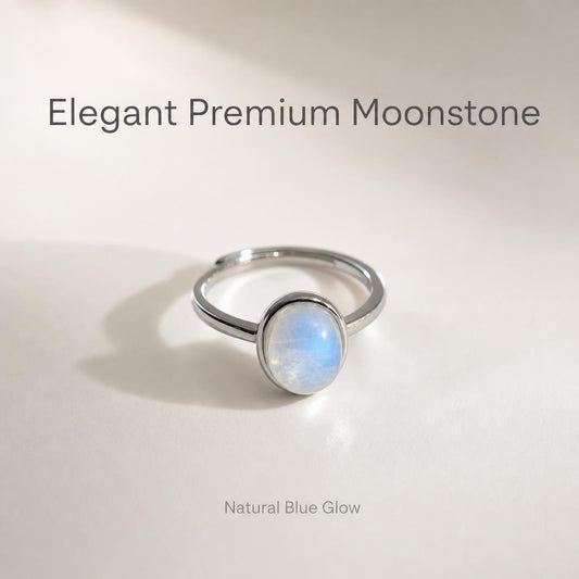 Raw Moonstone Adjustable Ring | 9.6×7.8mm | S925 Silver