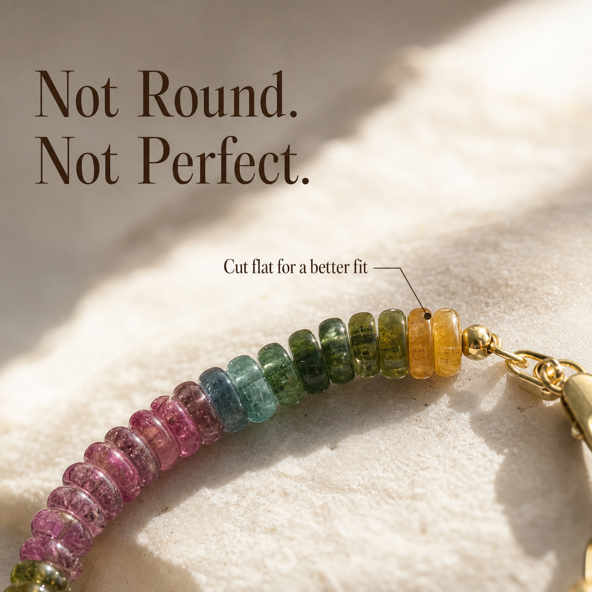 Raw Tourmaline Wheel Beads Bracelet S925 Silver