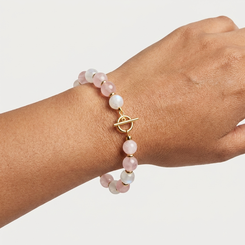 Blush Crystal Bracelet | Moonstone · Morganite · Rose Quartz | Gold-Plated S925