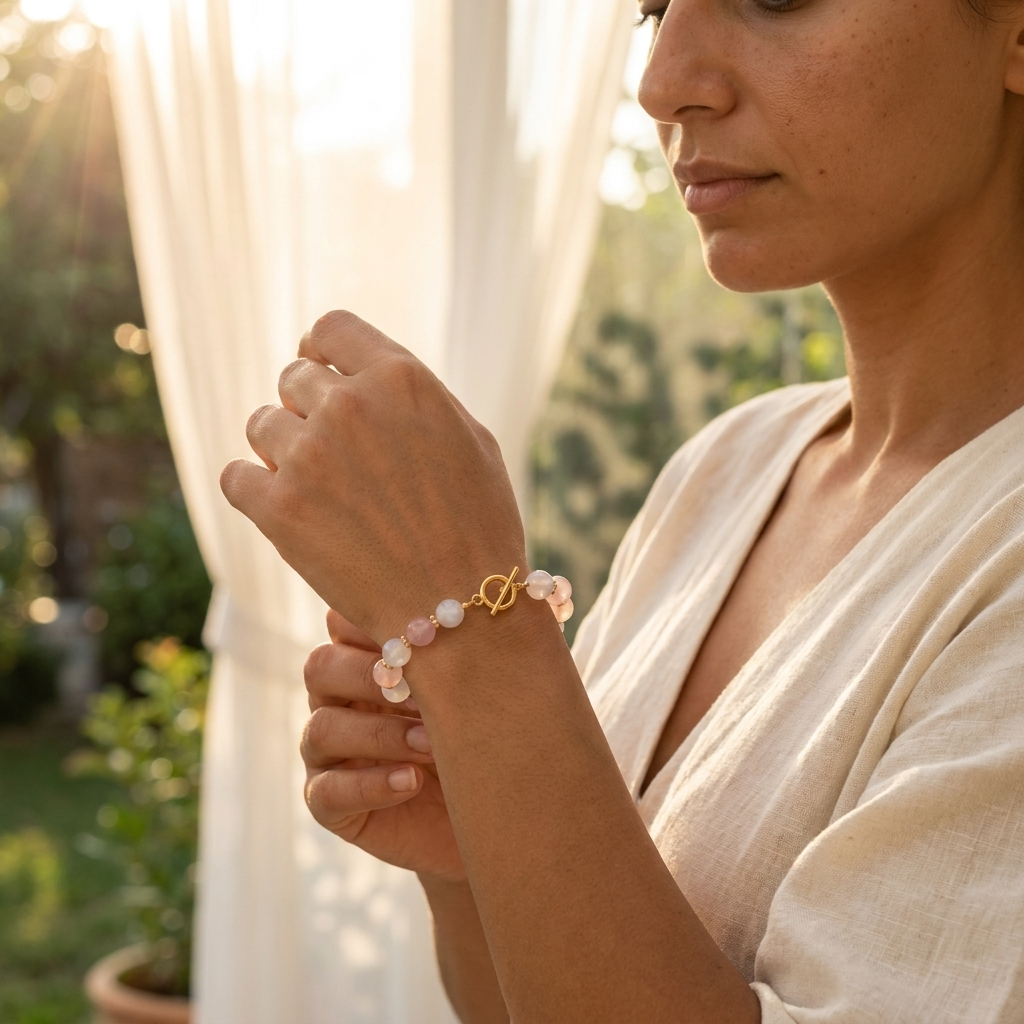 Blush Crystal Bracelet | Moonstone · Morganite · Rose Quartz | Gold-Plated S925