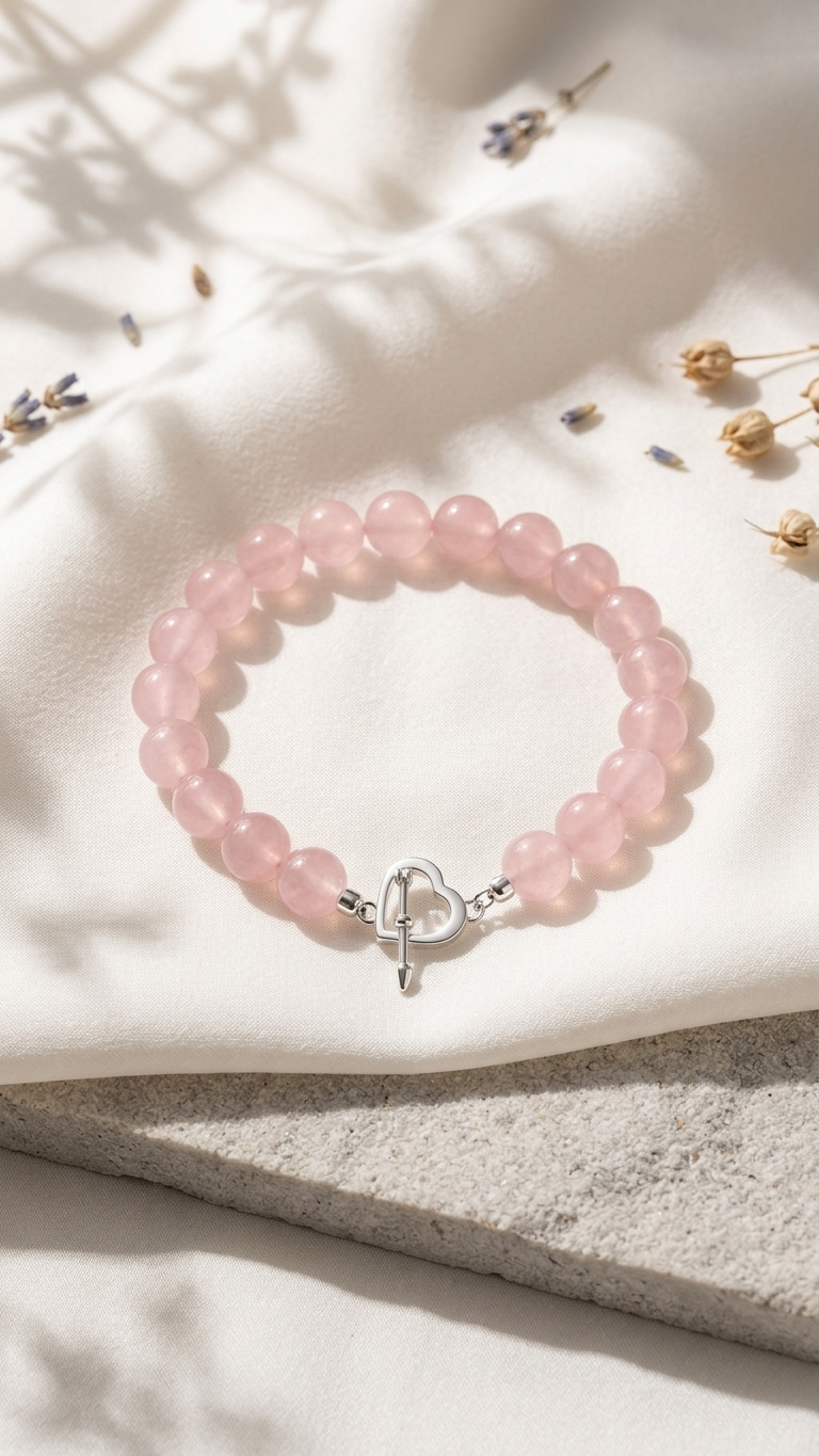 Rose Quartz Beaded Bracelet | S925 Silver | Self Love Collection