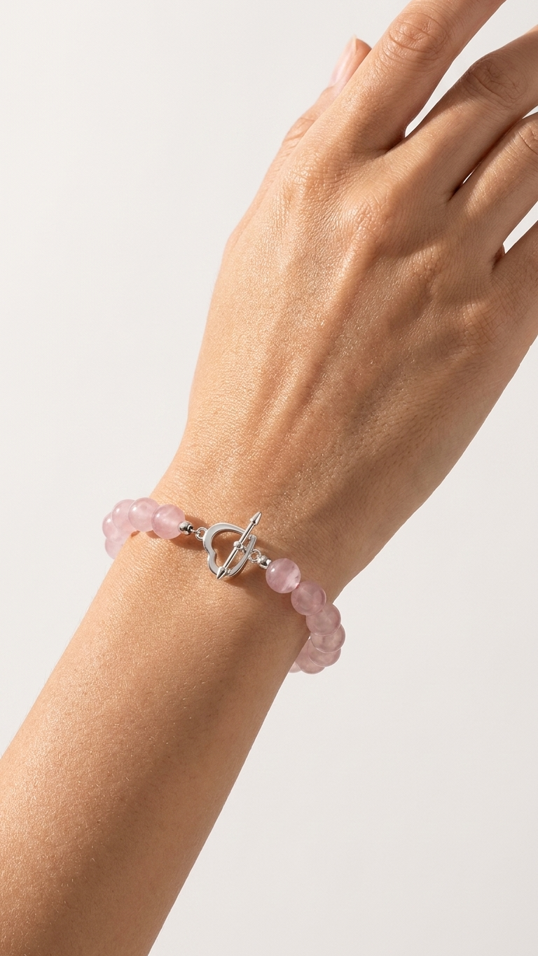 Rose Quartz Beaded Bracelet | S925 Silver | Self Love Collection